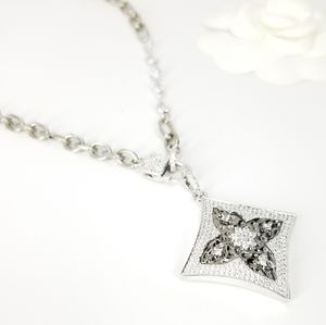 NWT Pave CZ Diamond Pendant Lock Necklace NEW